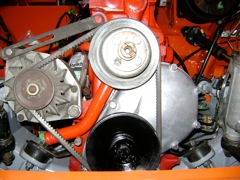 Water pump pulley installed